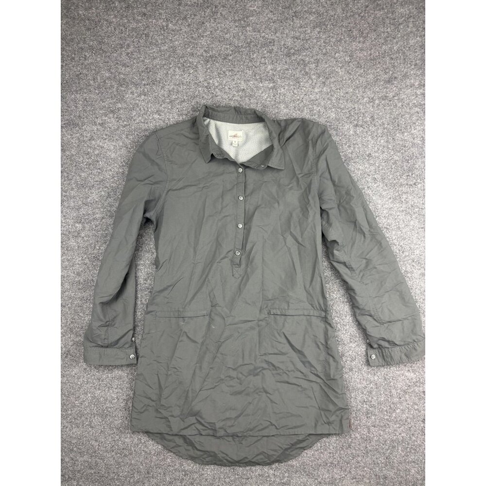 Gramicci Shirt Womens Medium Gray Ripstop Nylon Popover Tunic Zip Pockets Hiking